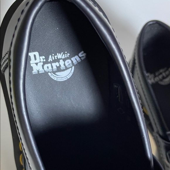 Dr. Martens Adrian Snaffle Black and White Fur Platform Loafers - Picture 6 of 6